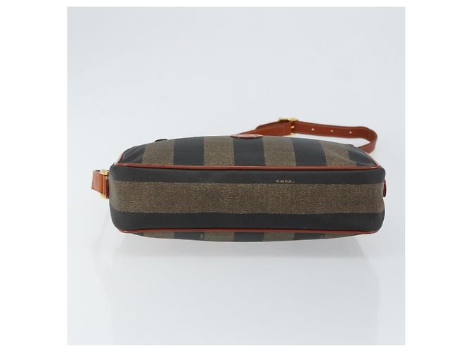Pequin Borsa a Spalla in Tela Pecan FENDI PVC Nero Marrone oro Auth 151064 D'oro - vista 5