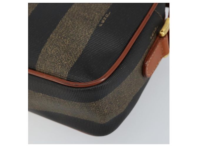 Pequin Borsa a Spalla in Tela Pecan FENDI PVC Nero Marrone oro Auth 151064 D'oro - vista 9