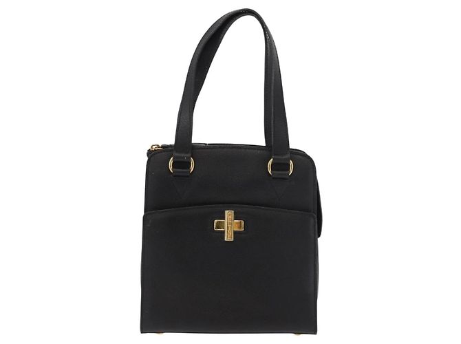 Céline CELINE Handtasche aus Leder 2 in 1 Schwarz Gold Auth 151063 Golden - Ansicht 13