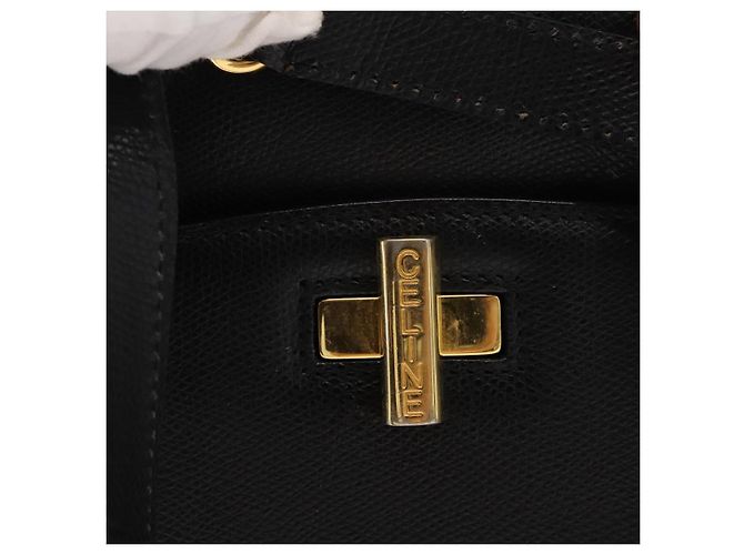 Céline CELINE Handtasche aus Leder 2 in 1 Schwarz Gold Auth 151063 Golden - Ansicht 19