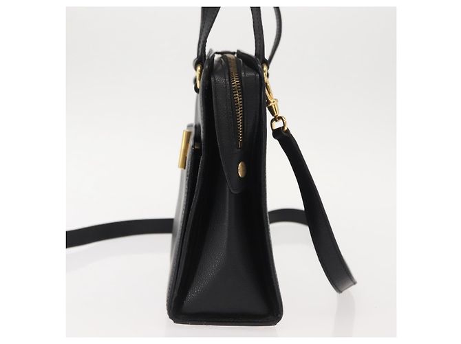 Céline CELINE Handtasche aus Leder 2 in 1 Schwarz Gold Auth 151063 Golden - Ansicht 3