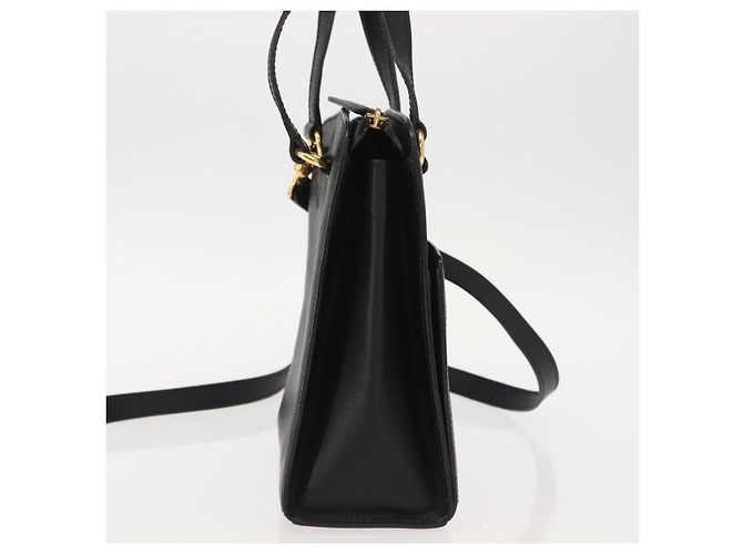 Céline CELINE Handtasche aus Leder 2 in 1 Schwarz Gold Auth 151063 Golden - Ansicht 4