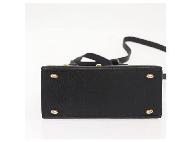 Céline CELINE Handtasche aus Leder 2 in 1 Schwarz Gold Auth 151063 Golden - Ansicht 5