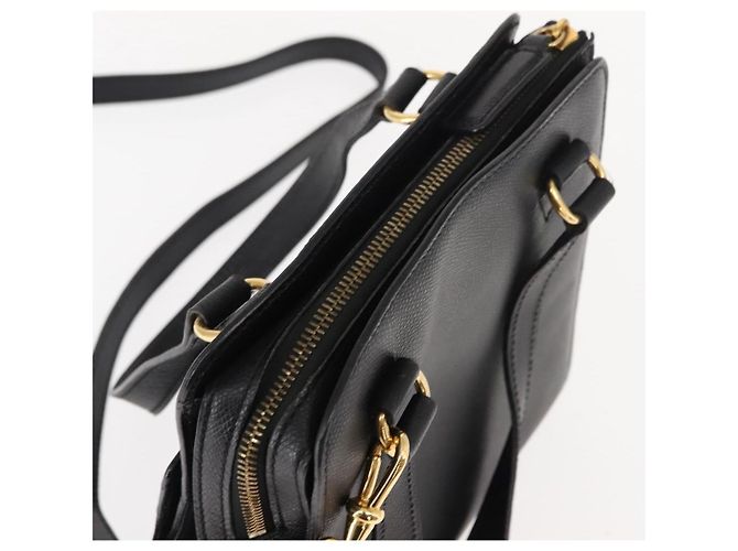 Céline CELINE Handtasche aus Leder 2 in 1 Schwarz Gold Auth 151063 Golden - Ansicht 6