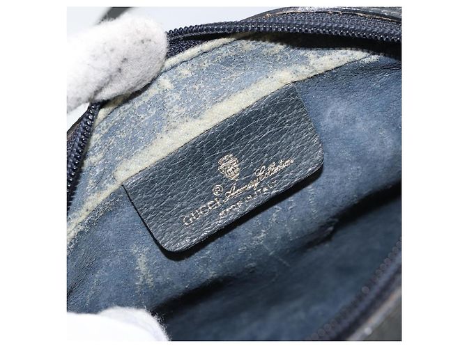 Borsa a Spalla Gucci GG Supreme Sherry Line PVC Blu Navy Oro 68 02 004 Auth 152148 D'oro - vista 10