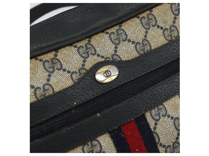 Borsa a Spalla Gucci GG Supreme Sherry Line PVC Blu Navy Oro 68 02 004 Auth 152148 D'oro - vista 17