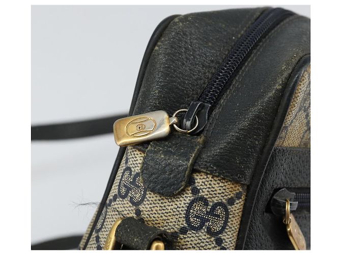 Borsa a Spalla Gucci GG Supreme Sherry Line PVC Blu Navy Oro 68 02 004 Auth 152148 D'oro - vista 19