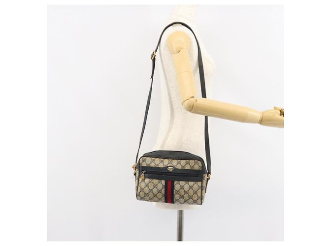 Borsa a Spalla Gucci GG Supreme Sherry Line PVC Blu Navy Oro 68 02 004 Auth 152148 D'oro - vista 23