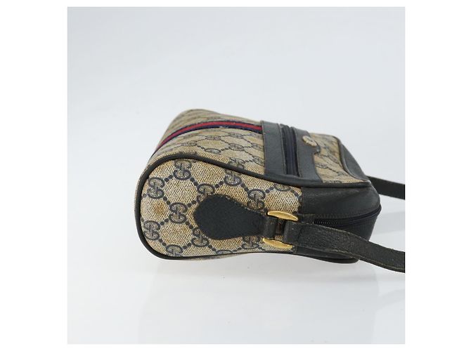 Borsa a Spalla Gucci GG Supreme Sherry Line PVC Blu Navy Oro 68 02 004 Auth 152148 D'oro - vista 3