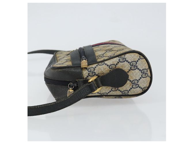 Borsa a Spalla Gucci GG Supreme Sherry Line PVC Blu Navy Oro 68 02 004 Auth 152148 D'oro - vista 4