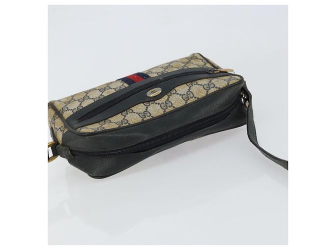 Borsa a Spalla Gucci GG Supreme Sherry Line PVC Blu Navy Oro 68 02 004 Auth 152148 D'oro - vista 6