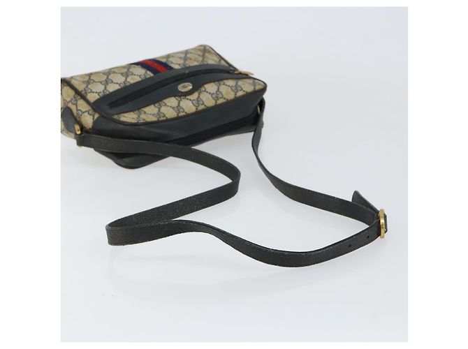 Borsa a Spalla Gucci GG Supreme Sherry Line PVC Blu Navy Oro 68 02 004 Auth 152148 D'oro - vista 7