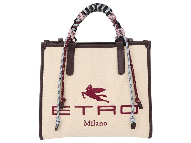 Borsa Tote ETRO in tela 2 in 1 bianca e oro Auth 152152 Bianco D'oro - vista 2