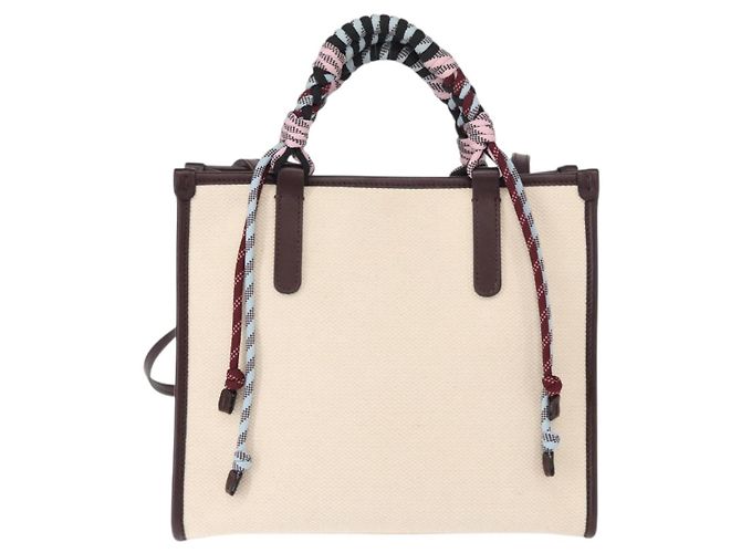 Borsa Tote ETRO in tela 2 in 1 bianca e oro Auth 152152 Bianco D'oro - vista 3