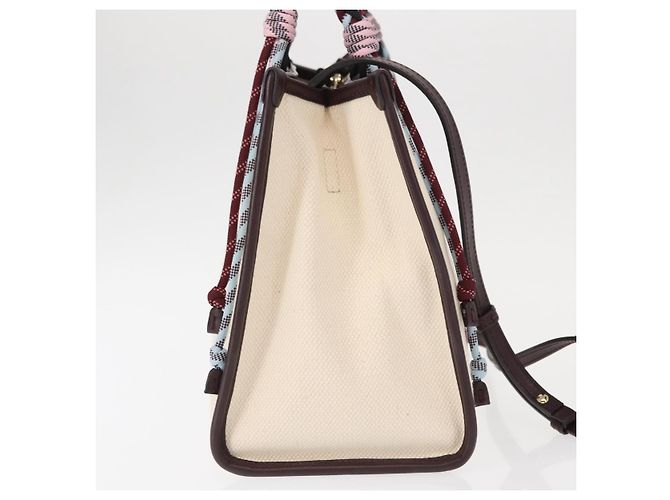 Borsa Tote ETRO in tela 2 in 1 bianca e oro Auth 152152 Bianco D'oro - vista 5
