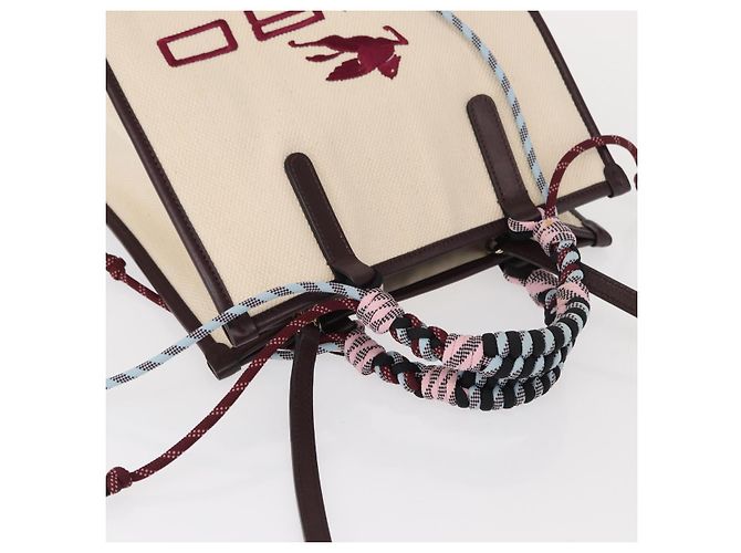 Borsa Tote ETRO in tela 2 in 1 bianca e oro Auth 152152 Bianco D'oro - vista 6