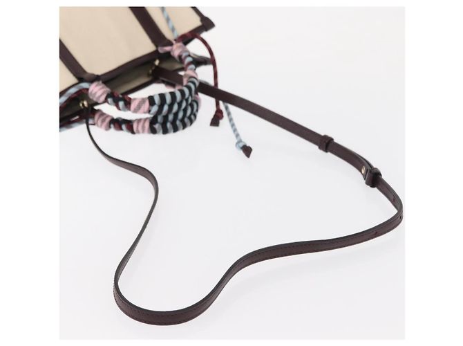 Borsa Tote ETRO in tela 2 in 1 bianca e oro Auth 152152 Bianco D'oro - vista 9