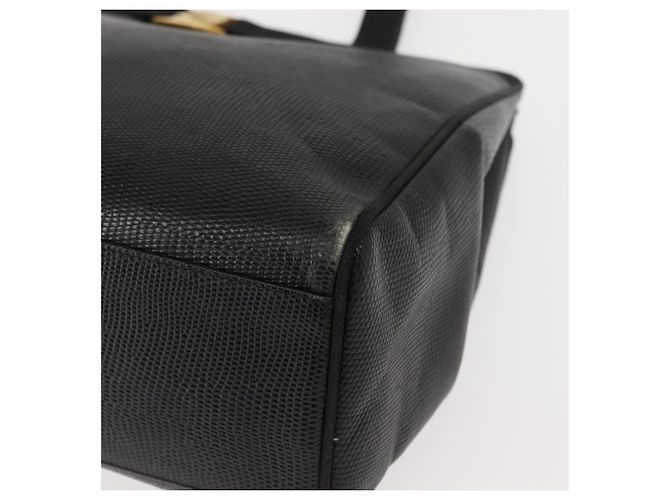 Sac fourre-tout Salvatore Ferragamo en cuir noir et or Auth 151882 Doré - vue 14