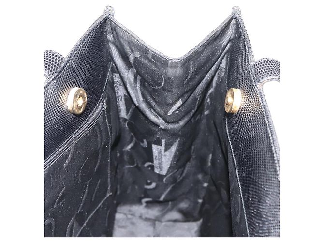 Sac fourre-tout Salvatore Ferragamo en cuir noir et or Auth 151882 Doré - vue 17