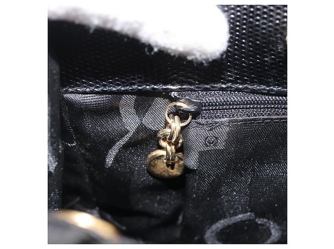 Sac fourre-tout Salvatore Ferragamo en cuir noir et or Auth 151882 Doré - vue 19