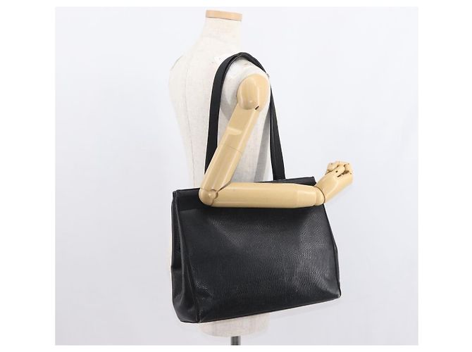 Sac fourre-tout Salvatore Ferragamo en cuir noir et or Auth 151882 Doré - vue 21