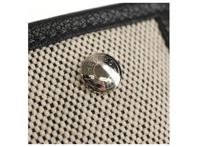 Hermès HERMES Garden Party Tasche Canvas Grau Silber Auth 147267SM Braun - Ansicht 14