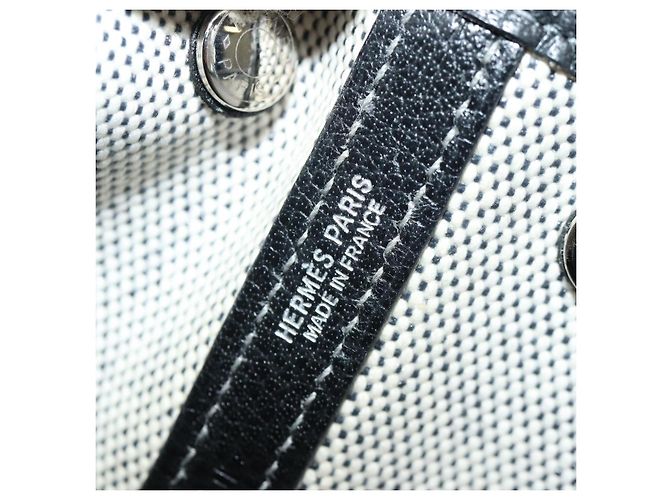 Hermès HERMES Garden Party Tasche Canvas Grau Silber Auth 147267SM Braun - Ansicht 18