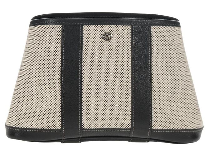 Hermès HERMES Garden Party Tasche Canvas Grau Silber Auth 147267SM Braun - Ansicht 2