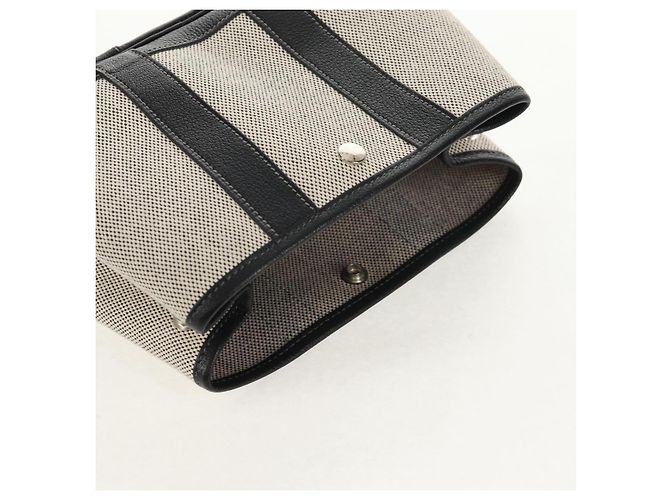 Hermès HERMES Garden Party Tasche Canvas Grau Silber Auth 147267SM Braun - Ansicht 8