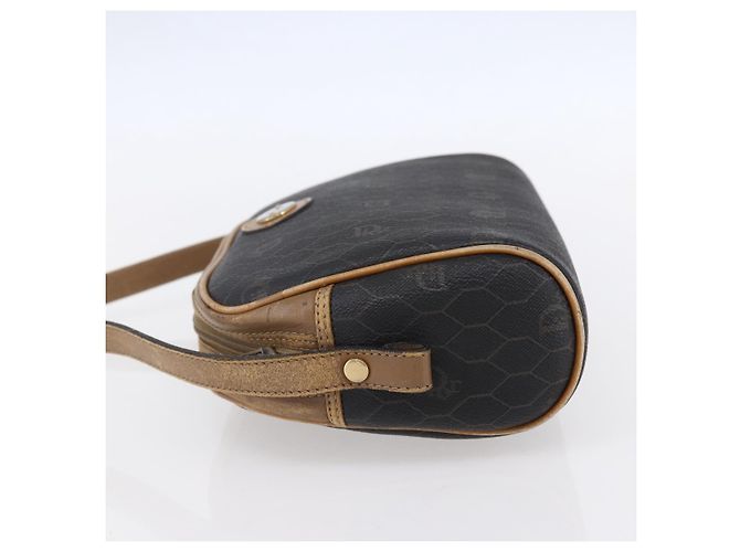 Borsa a spalla in tela a nido d'ape PVC nera e dorata Auth BA7694 Christian Dior Nero D'oro - vista 4