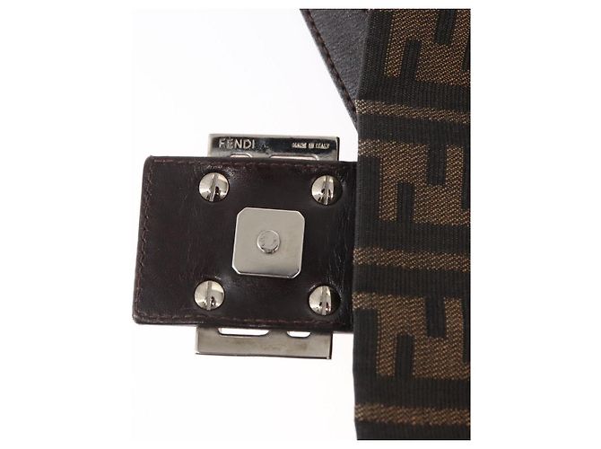 Borsa a spalla Mamma Baguette in tela Zucca FENDI nera e marrone Auth ka126 Nero - vista 10