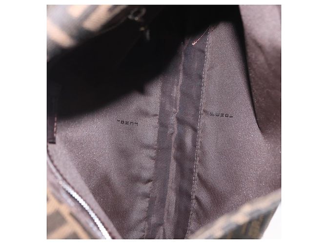 Borsa a spalla Mamma Baguette in tela Zucca FENDI nera e marrone Auth ka126 Nero - vista 11