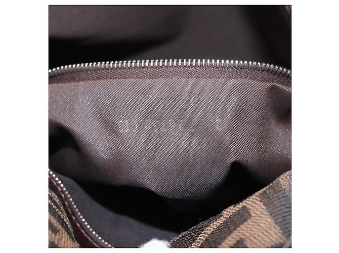 Borsa a spalla Mamma Baguette in tela Zucca FENDI nera e marrone Auth ka126 Nero - vista 12