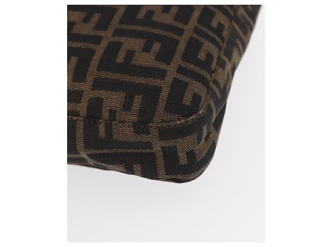 Borsa a spalla Mamma Baguette in tela Zucca FENDI nera e marrone Auth ka126 Nero - vista 14