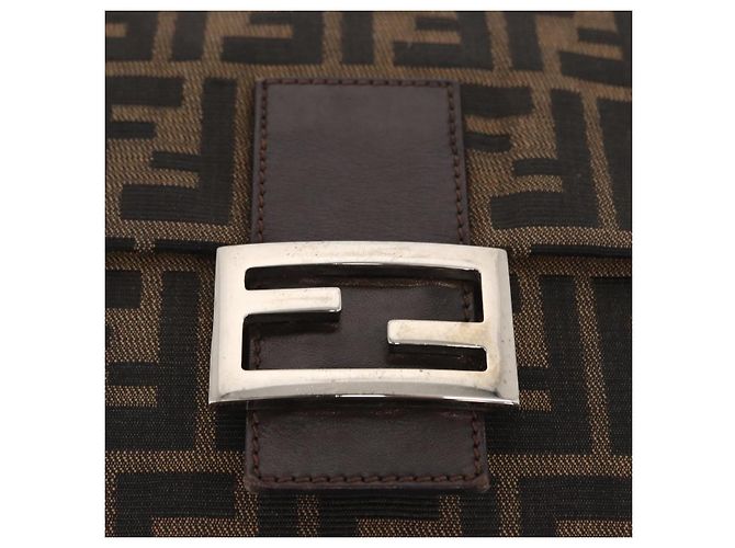Borsa a spalla Mamma Baguette in tela Zucca FENDI nera e marrone Auth ka126 Nero - vista 18