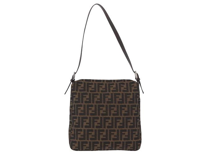 Borsa a spalla Mamma Baguette in tela Zucca FENDI nera e marrone Auth ka126 Nero - vista 2