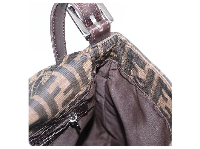 Borsa a spalla Mamma Baguette in tela Zucca FENDI nera e marrone Auth ka126 Nero - vista 21