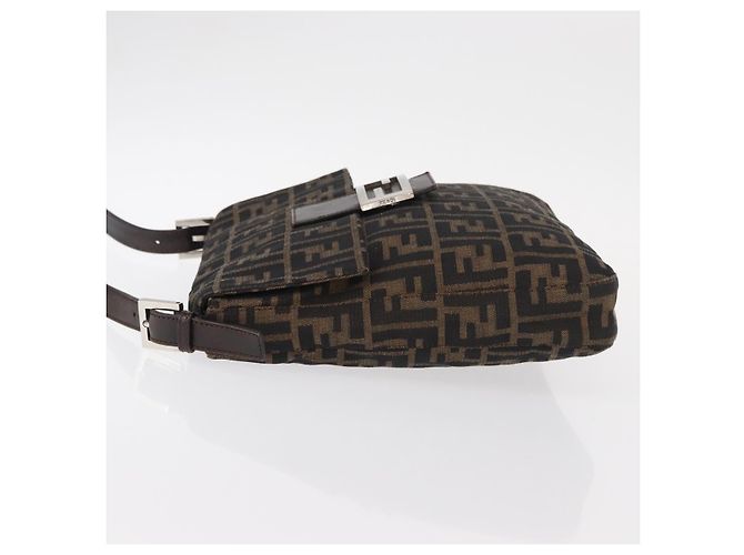 Borsa a spalla Mamma Baguette in tela Zucca FENDI nera e marrone Auth ka126 Nero - vista 4