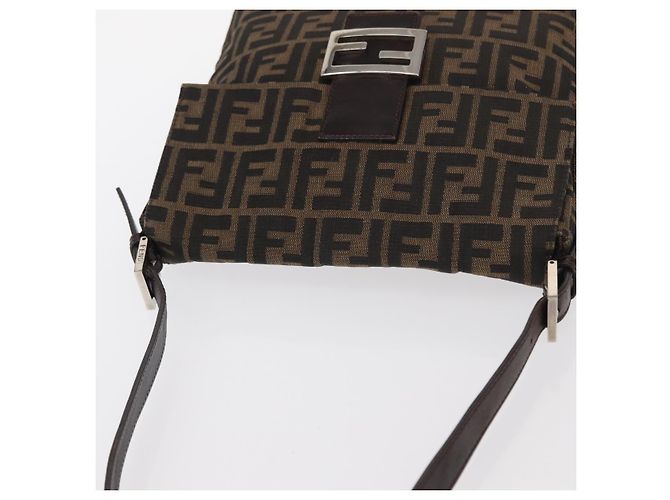 Borsa a spalla Mamma Baguette in tela Zucca FENDI nera e marrone Auth ka126 Nero - vista 6