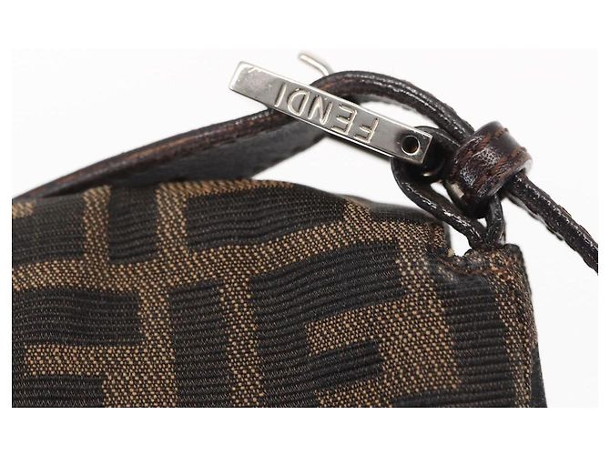 Borsa a spalla Mamma Baguette in tela Zucca FENDI nera e marrone Auth ka126 Nero - vista 9