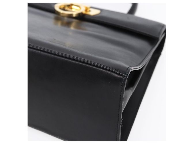Borsa a mano Gancini in pelle Salvatore Ferragamo oro nero Auth 150953 - vista 9