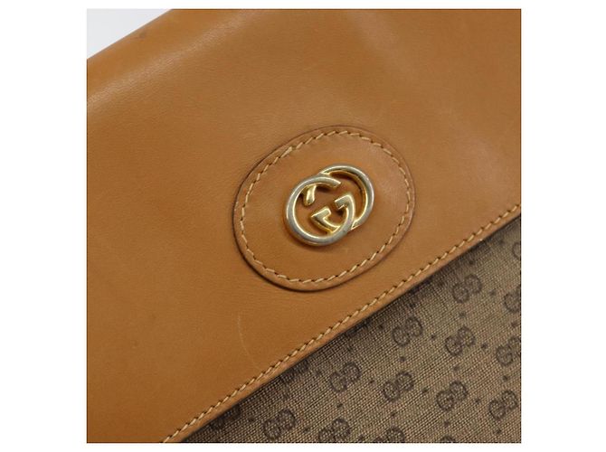 Gucci Borsa a spalla Micro GG Supreme in PVC Beige Oro Auth BA7969 D'oro - vista 15