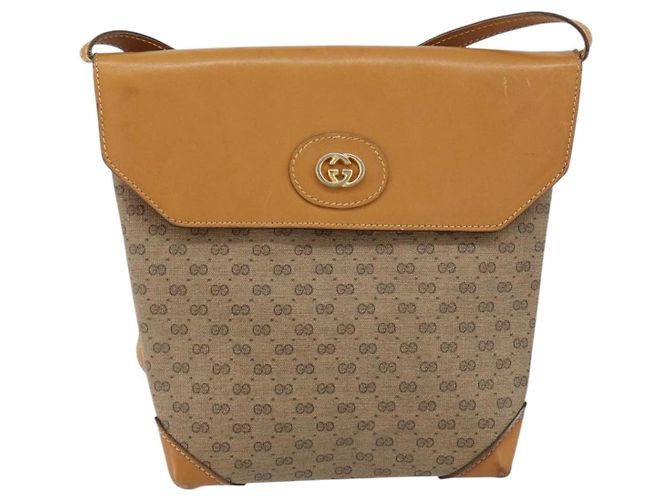 Gucci Borsa a spalla Micro GG Supreme in PVC Beige Oro Auth BA7969 D'oro - vista 2
