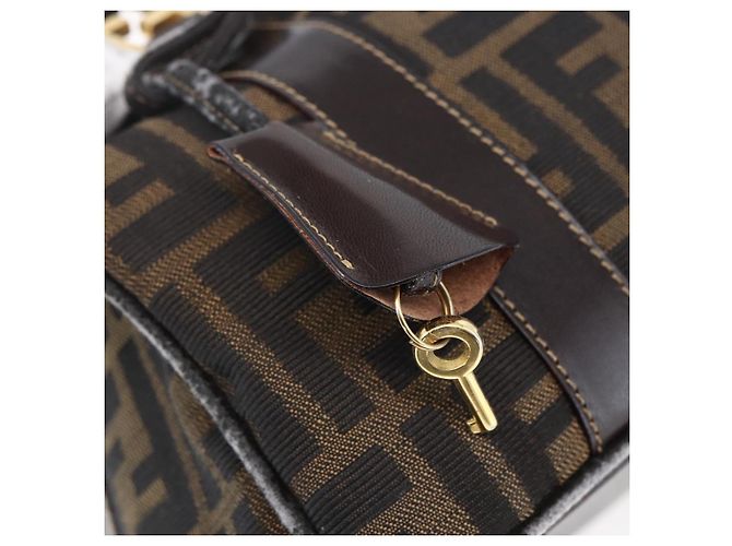 FENDI Zucca Canvas Handtasche 2-Wege Schwarz Braun Auth 150808 - Ansicht 10