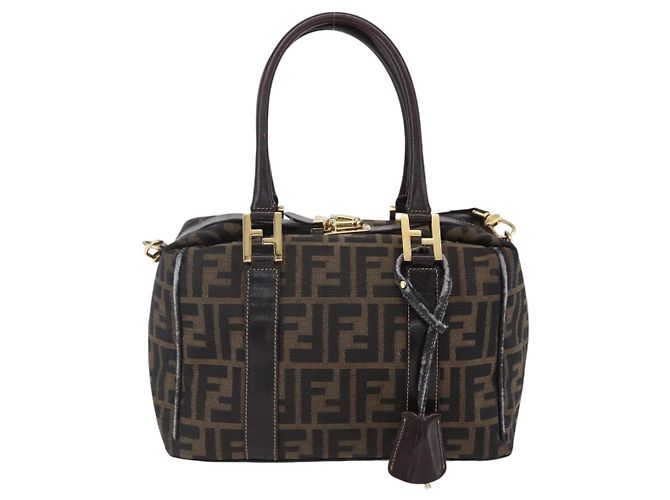FENDI Zucca Canvas Handtasche 2-Wege Schwarz Braun Auth 150808 - Ansicht 13