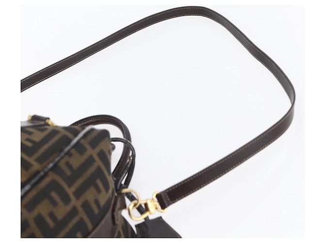 FENDI Zucca Canvas Handtasche 2-Wege Schwarz Braun Auth 150808 - Ansicht 15