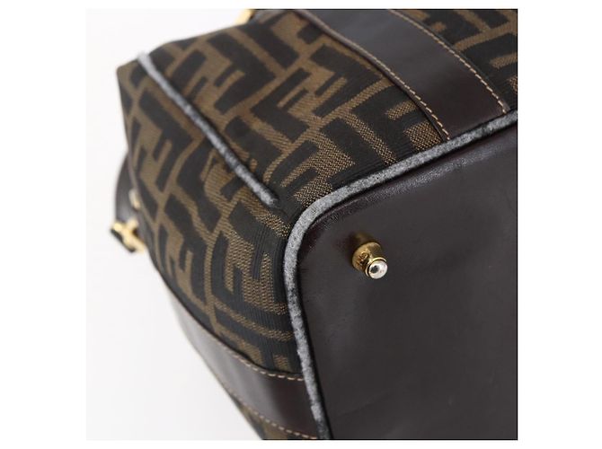 FENDI Zucca Canvas Handtasche 2-Wege Schwarz Braun Auth 150808 - Ansicht 16