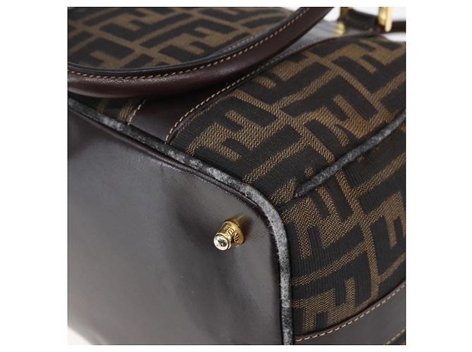 FENDI Zucca Canvas Handtasche 2-Wege Schwarz Braun Auth 150808 - Ansicht 17