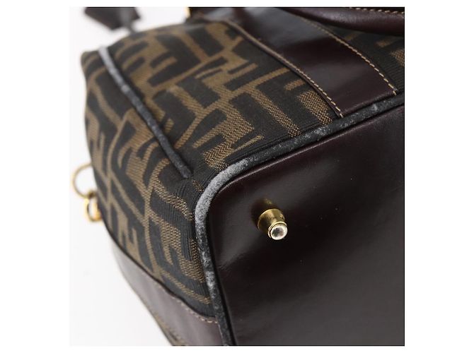 FENDI Zucca Canvas Handtasche 2-Wege Schwarz Braun Auth 150808 - Ansicht 18