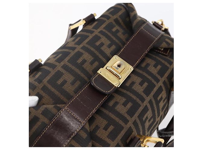 FENDI Zucca Canvas Handtasche 2-Wege Schwarz Braun Auth 150808 - Ansicht 19